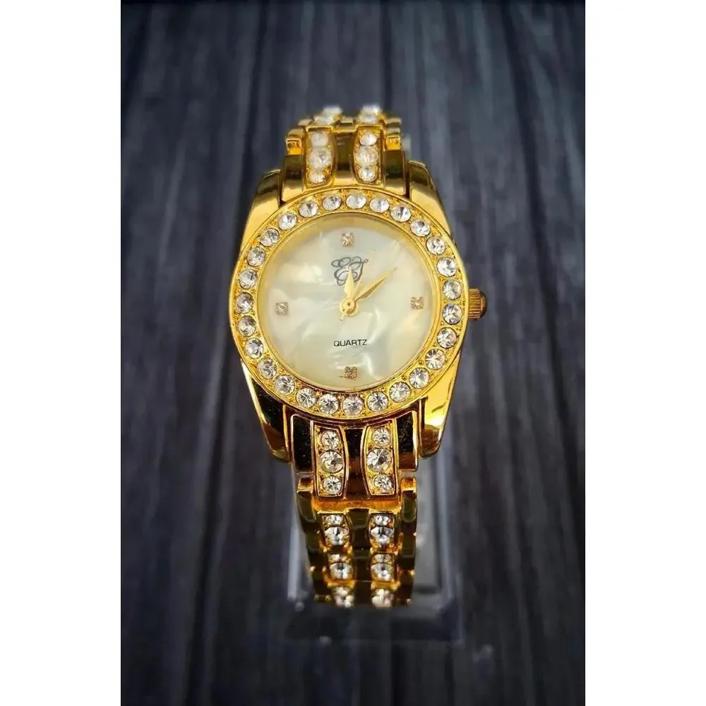 Rare Vintage Elizabeth Taylor Diamond Mother Of Pearl Watch